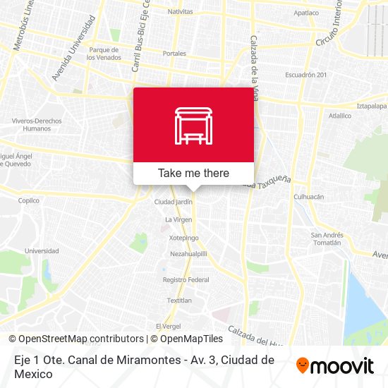 Eje 1 Ote. Canal de Miramontes - Av. 3 map