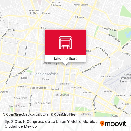 Eje 2 Ote. H Congreso de La Unión Y Metro Morelos map