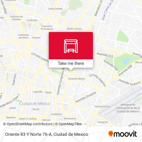 Oriente 83 Y Norte 76-A map