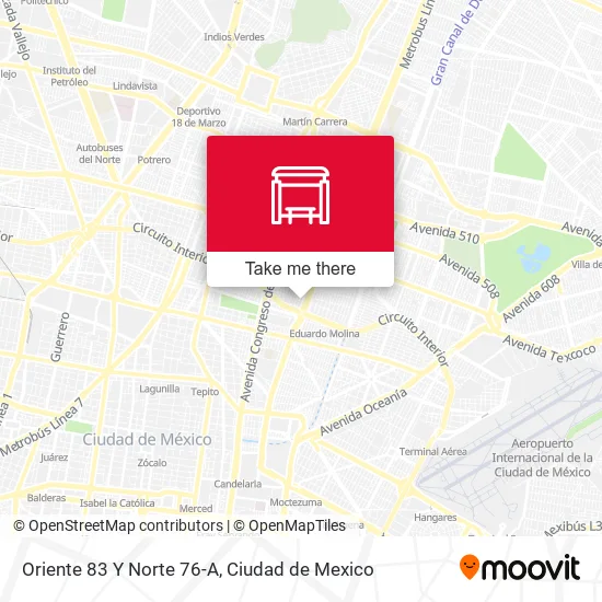 Oriente 83 Y Norte 76-A map