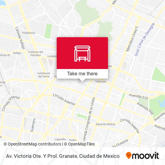 Av. Victoria Ote. Y Prol. Granate map