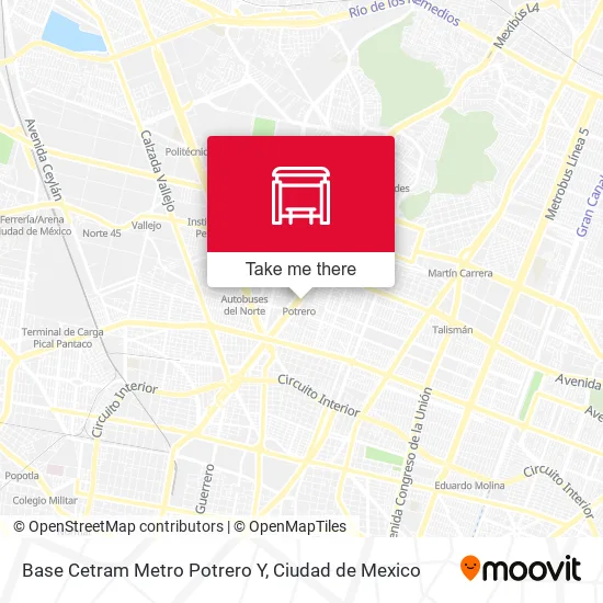 Mapa de Base Cetram Metro Potrero Y