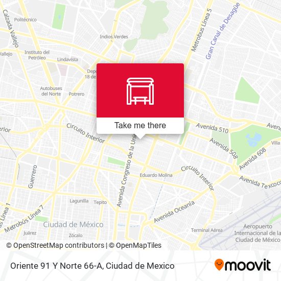 Mapa de Oriente 91 Y Norte 66-A