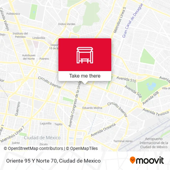 Oriente 95 Y Norte 70 map