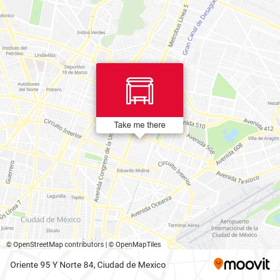 Oriente 95 Y Norte 84 map