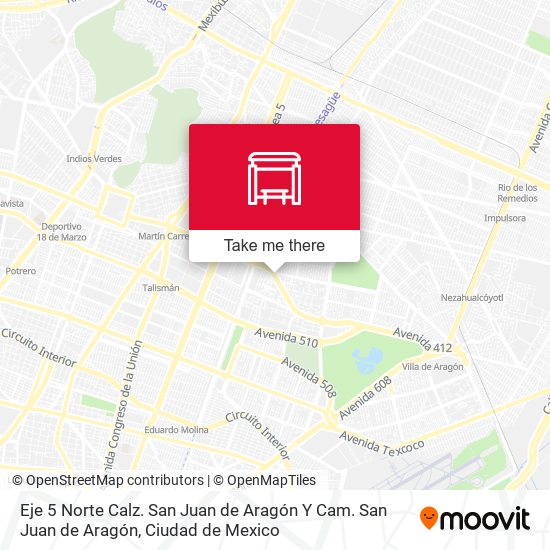 Eje 5 Norte Calz. San Juan de Aragón Y Cam. San Juan de Aragón map