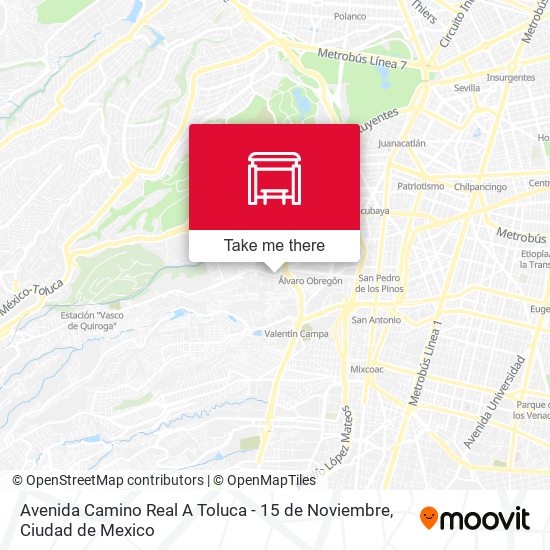 Avenida Camino Real A Toluca - 15 de Noviembre map