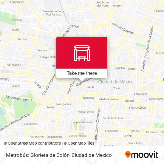 Mapa de Metrobús: Glorieta de Colón