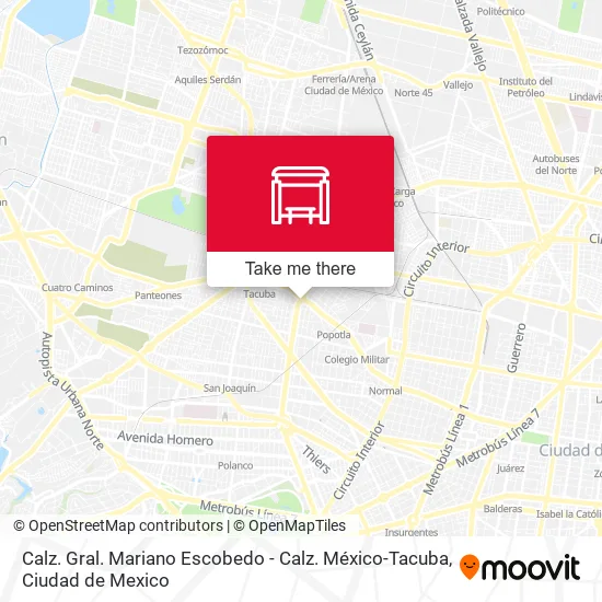 Mapa de Calz. Gral. Mariano Escobedo - Calz. México-Tacuba