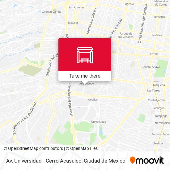Av. Universidad - Cerro Acasulco map