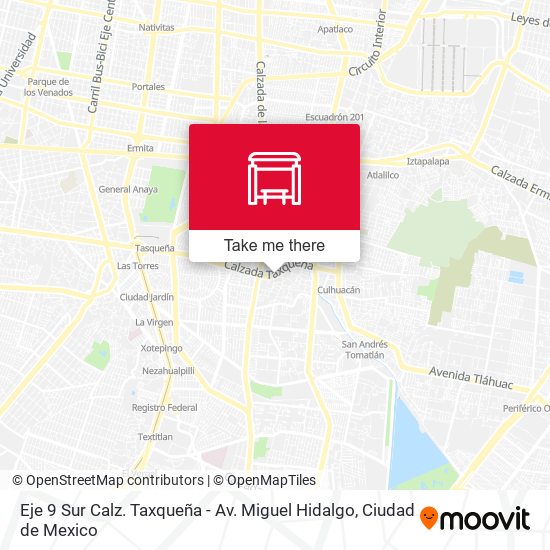 Eje 9 Sur Calz. Taxqueña - Av. Miguel Hidalgo map