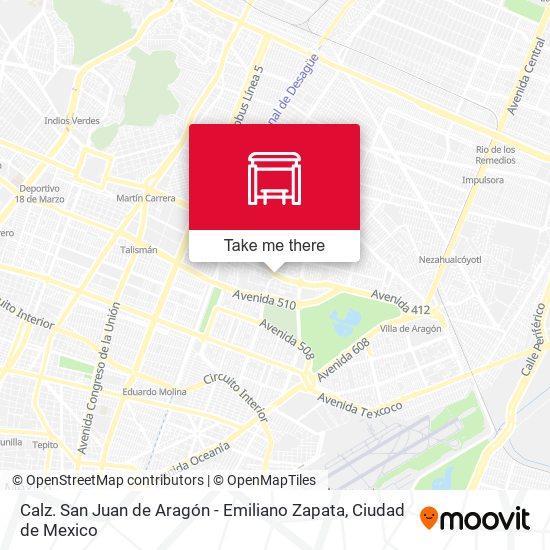 Calz. San Juan de Aragón - Emiliano Zapata map