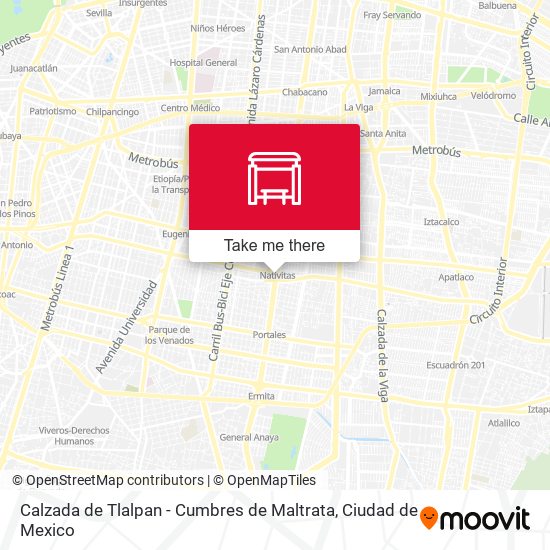 Calzada de Tlalpan - Cumbres de Maltrata map