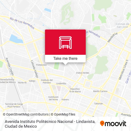 Avenida Instituto Politécnico Nacional - Lindavista map