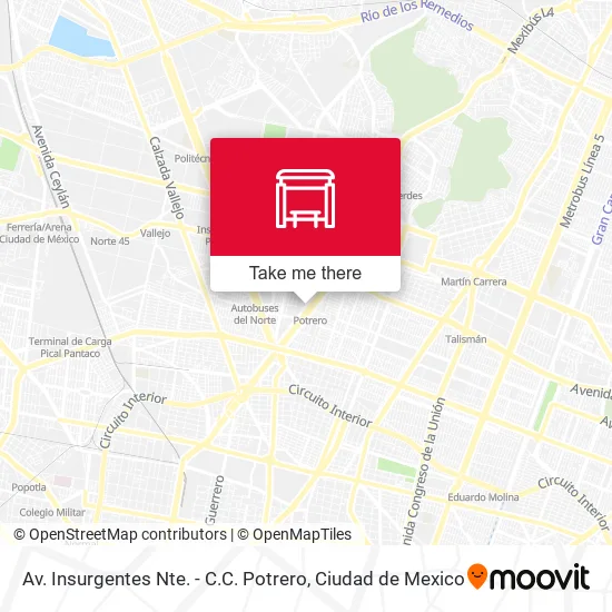 Mapa de Av. Insurgentes Nte. - C.C. Potrero