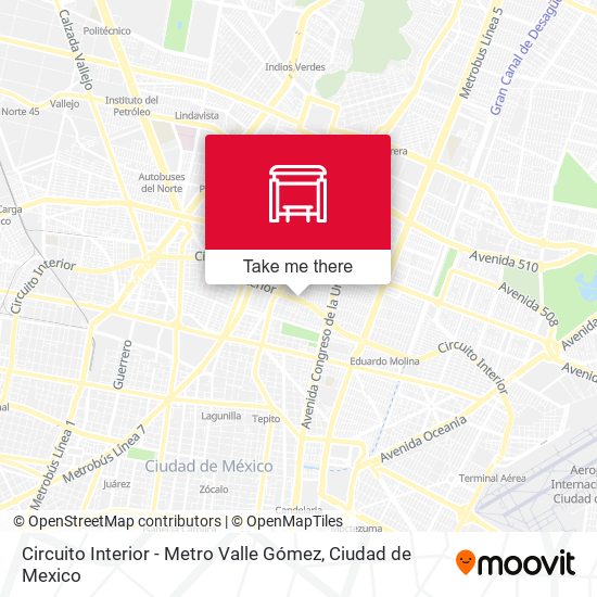 Circuito Interior - Metro Valle Gómez map