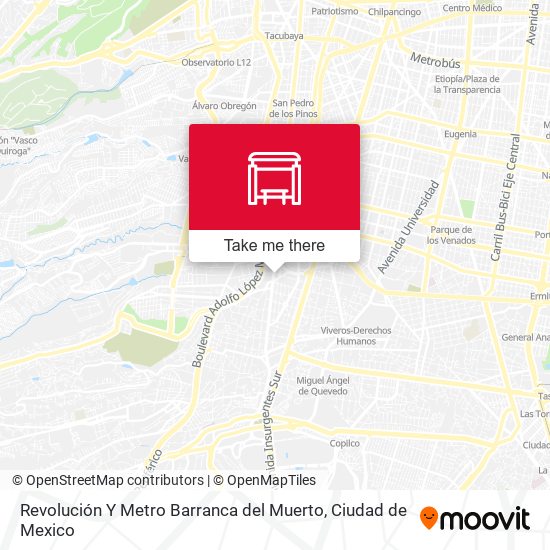 Revolución Y Metro Barranca del Muerto map