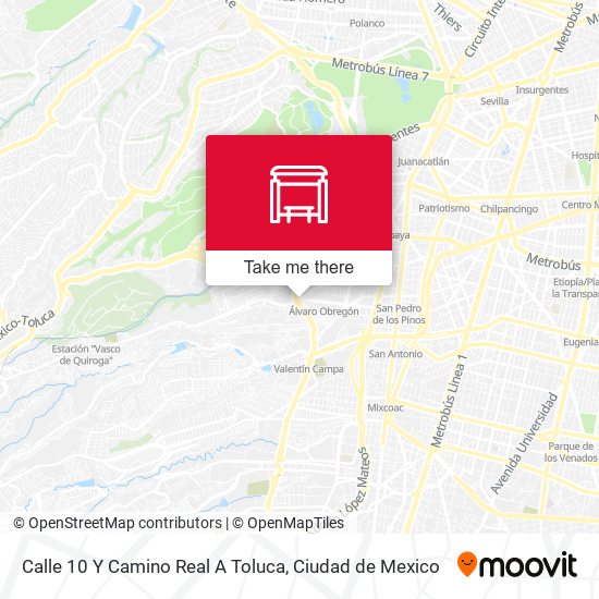 Calle 10 Y Camino Real A Toluca map