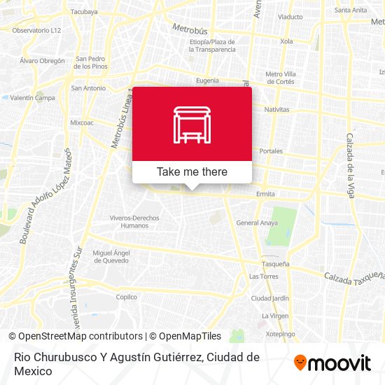 Rio Churubusco Y Agustín Gutiérrez map