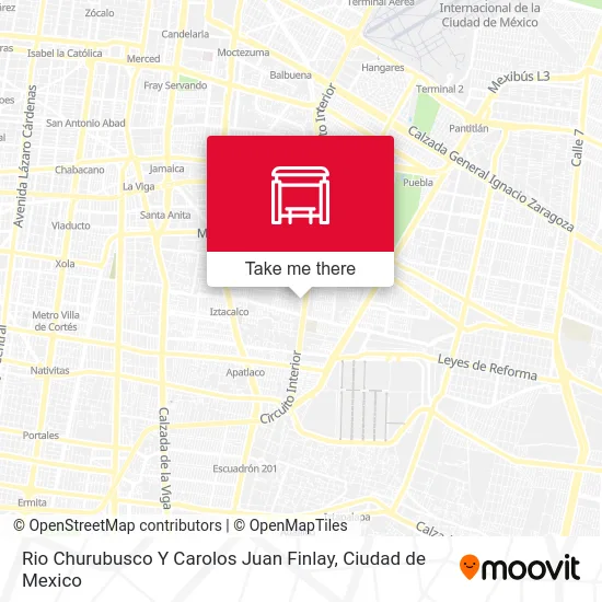 Rio Churubusco Y Carolos Juan Finlay map