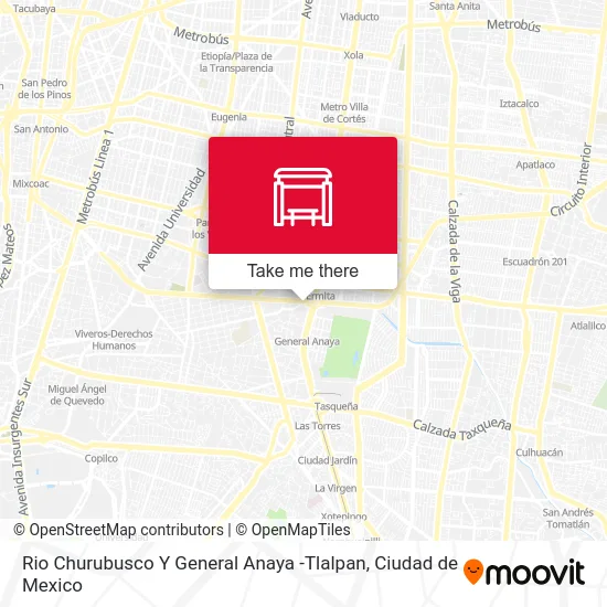 Rio Churubusco Y General Anaya -Tlalpan map