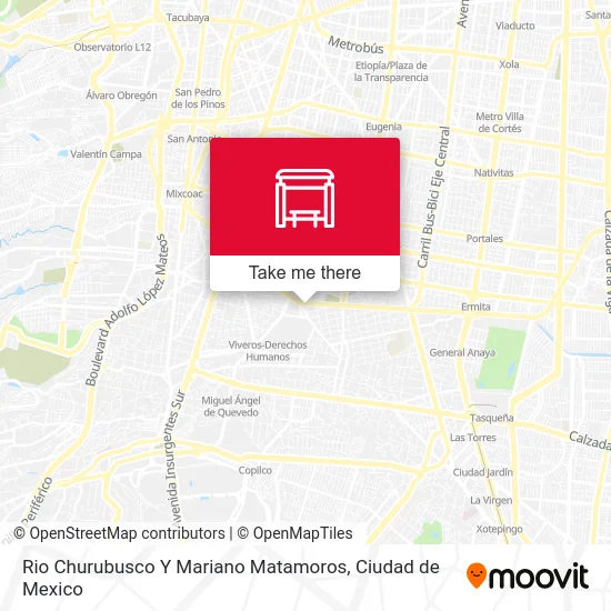 Rio Churubusco Y Mariano Matamoros map