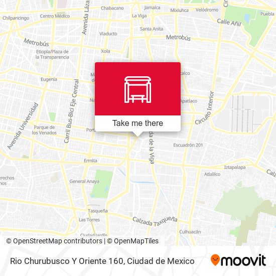 Mapa de Rio Churubusco Y Oriente 160