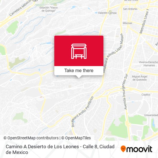 Camino A Desierto de Los Leones - Calle 8 map