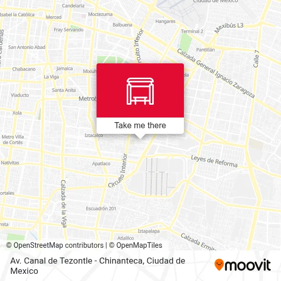 Av. Canal de Tezontle - Chinanteca map