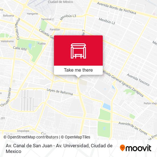 Av. Canal de San Juan - Av. Universidad map