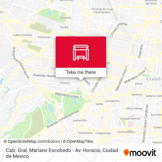 Calz. Gral. Mariano Escobedo - Av. Horacio map