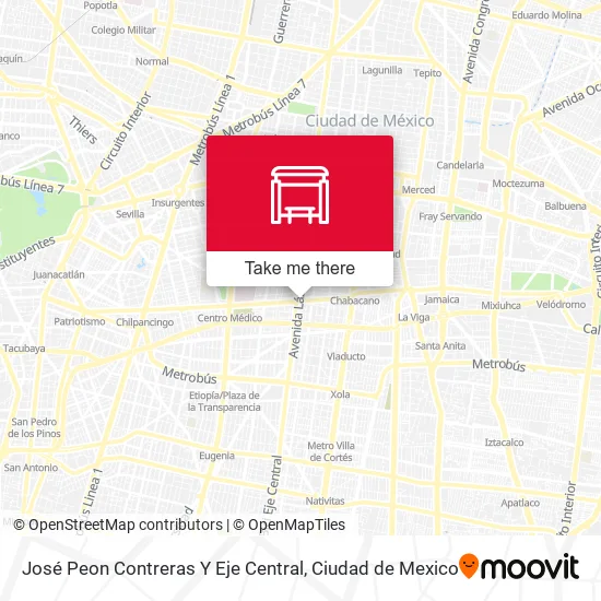 Mapa de José Peon Contreras Y Eje Central