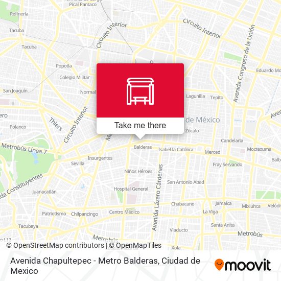 Avenida Chapultepec - Metro Balderas map