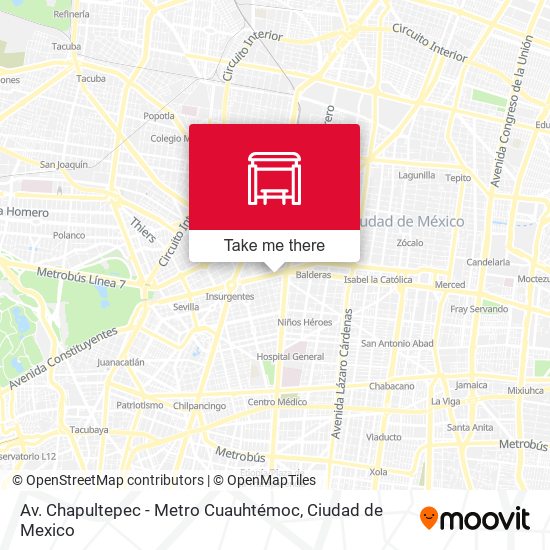 Mapa de Av. Chapultepec - Metro Cuauhtémoc