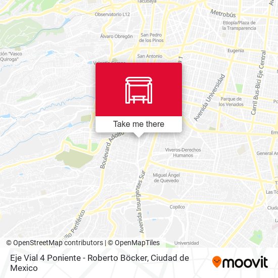 Mapa de Eje Vial 4 Poniente - Roberto Böcker