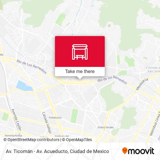 Av. Ticomán - Av. Acueducto map
