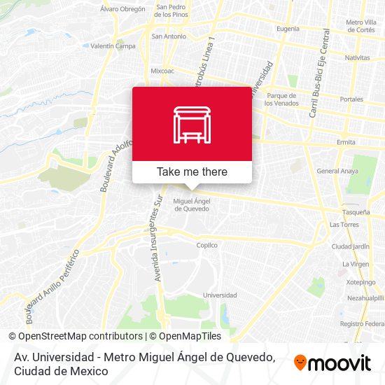 Av. Universidad - Metro Miguel Ángel de Quevedo map