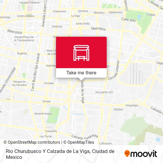 Rio Churubusco Y Calzada de La Viga map