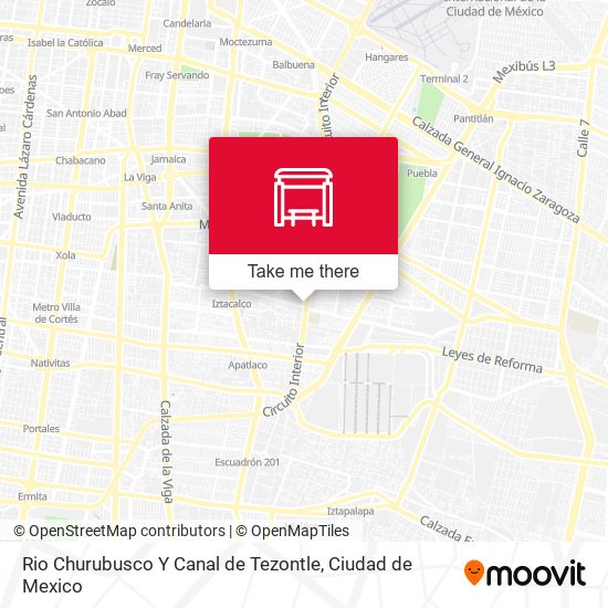 Mapa de Rio Churubusco Y Canal de Tezontle