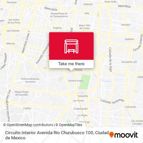 Mapa de Circuito Interior Avenida Río Churubusco 100