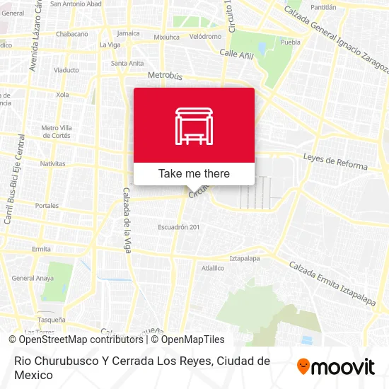 Rio Churubusco Y Cerrada Los Reyes map