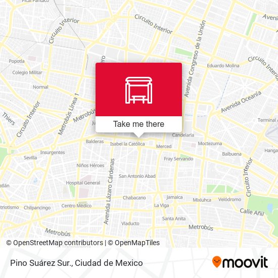 Pino Suárez Sur. map