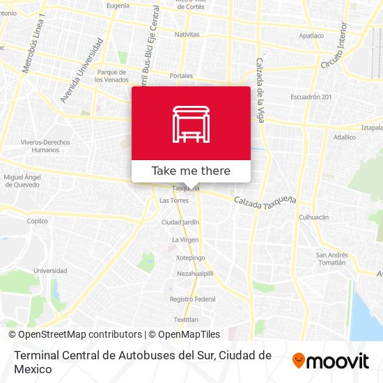 Mapa de Terminal Central de Autobuses del Sur