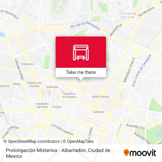 Mapa de Prolongación Misterios - Albarradón
