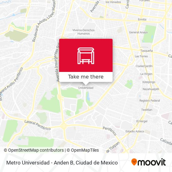 Mapa de Metro Universidad - Anden B