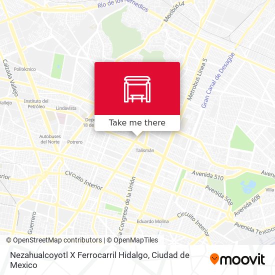 Mapa de Nezahualcoyotl X Ferrocarril Hidalgo