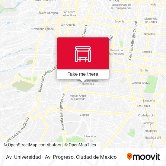 Av. Universidad - Av. Progreso map