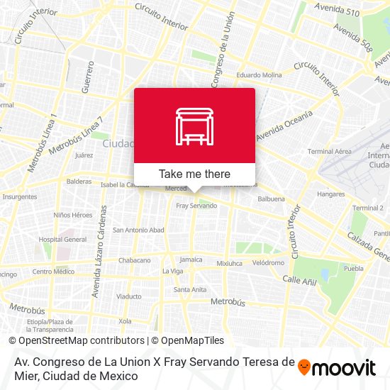 Av. Congreso de La Union X Fray Servando Teresa de Mier map