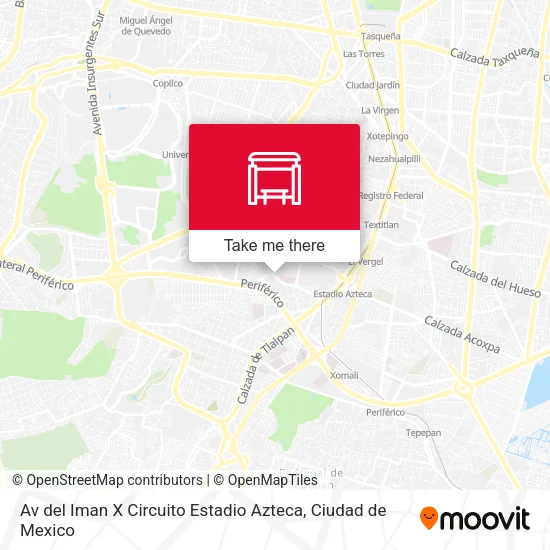 Av del Iman X Circuito Estadio Azteca map