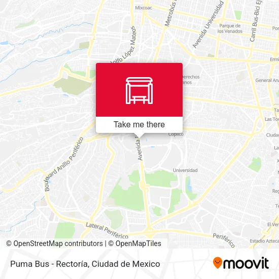 Mapa de Puma Bus - Rectoría
